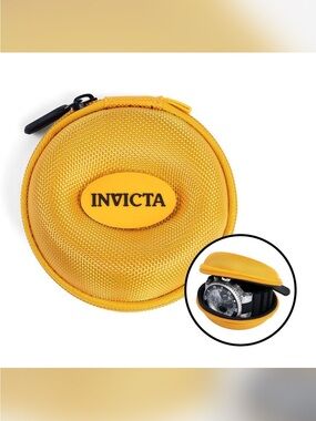Invicta Single Watch Travel Case with Zipper- Yellow
